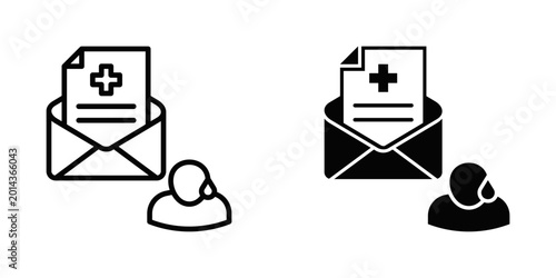 Sick Report Icon set Vector Illustration with Outline And Glyph Style For Design or Presentation.
