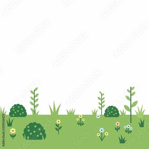 Obraz na plátně Green grass with small flowers growing.