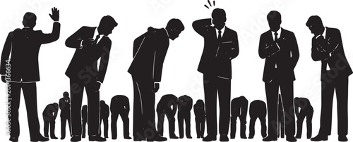 Konstfotografi Black Solid Regional Director Patting Back Silhouettes Set of Six on White Backg