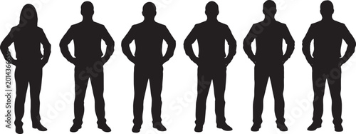 фотографія Black Solid Regional Manager Staff Review Silhouettes Set of Six on White Backgr