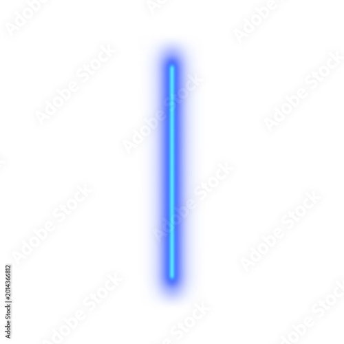 Blue neon vertical line isolated on transparent background PNG