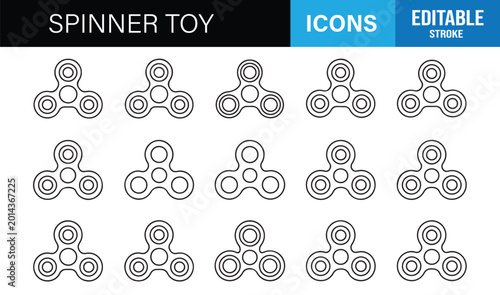 Black and white spinner toy icon pack for web and print templates