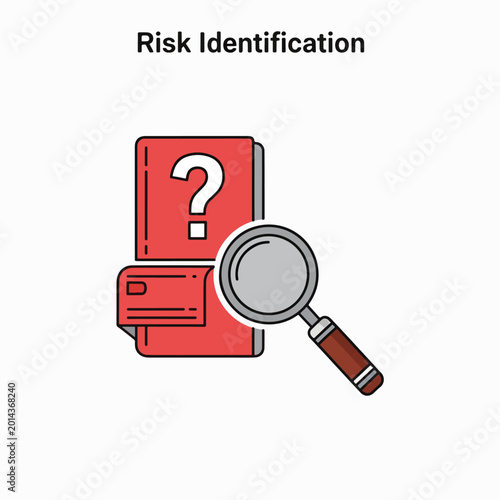 Billede på lærred Magnifying glass on red document risk.
