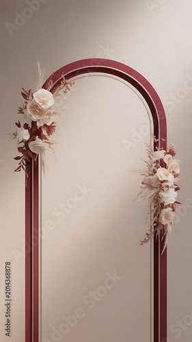Elegant Burgundy and Cream Floral Wedding Arch Background