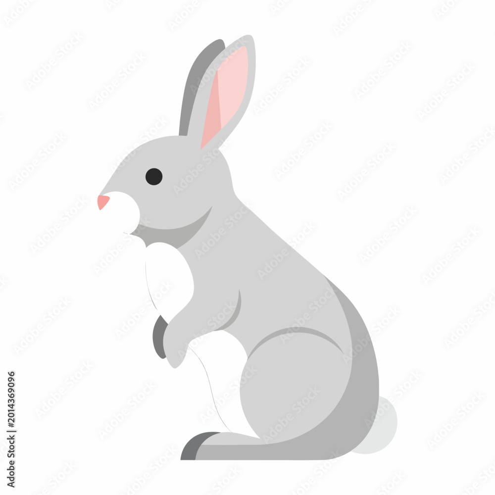 Fototapeta premium Cute Grey Rabbit Sitting Alone.