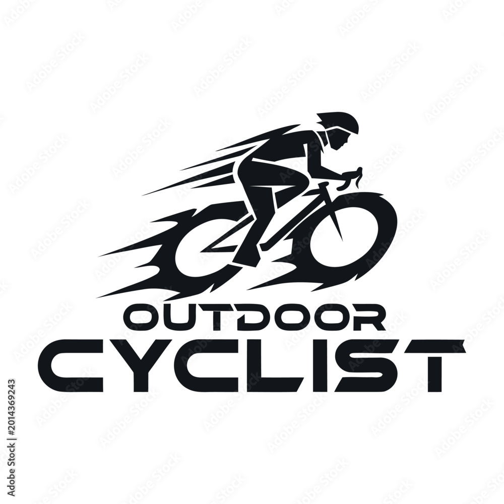 Obraz premium cycling logo design silhouette vector line art logo design