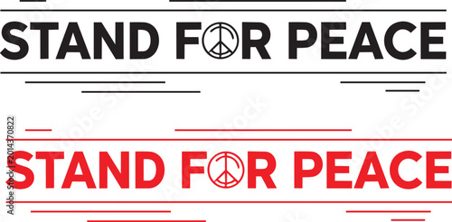 Tableau sur toile Minimalist stand for peace text design with delicate lines for world humanitarian day icon
