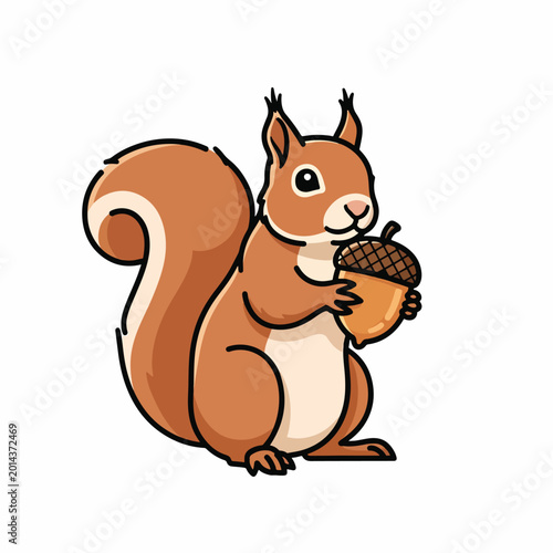 Slika na platnu Brown Squirrel Holding an Acorn.
