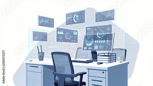 Canvastavla Office Workspace with Computer Desk.