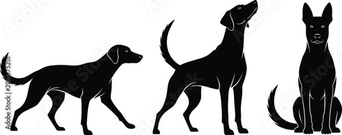 Bild auf Leinwand Black dog silhouette vector set