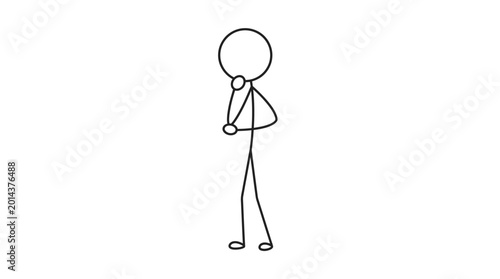 Konstfotografi Defensive Stick Figure Character Standing with Arms Crossed on an Isolated White