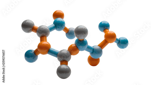 Foto Isolated molecular model showing atoms and bonds in a complex chemical structure