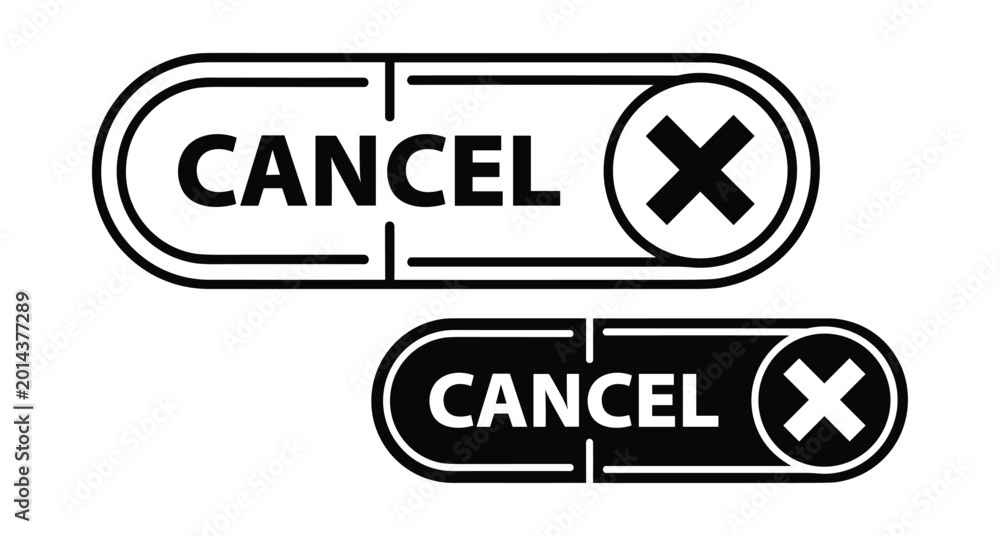 Fototapeta premium Cancel button icon set with cross mark symbol for website interface design software application user experience navigation menu element graphic