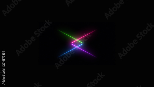 Abstract Vibrant Neon Crossing Lines Background with Glowing Green Pink and Blue Light Streaks