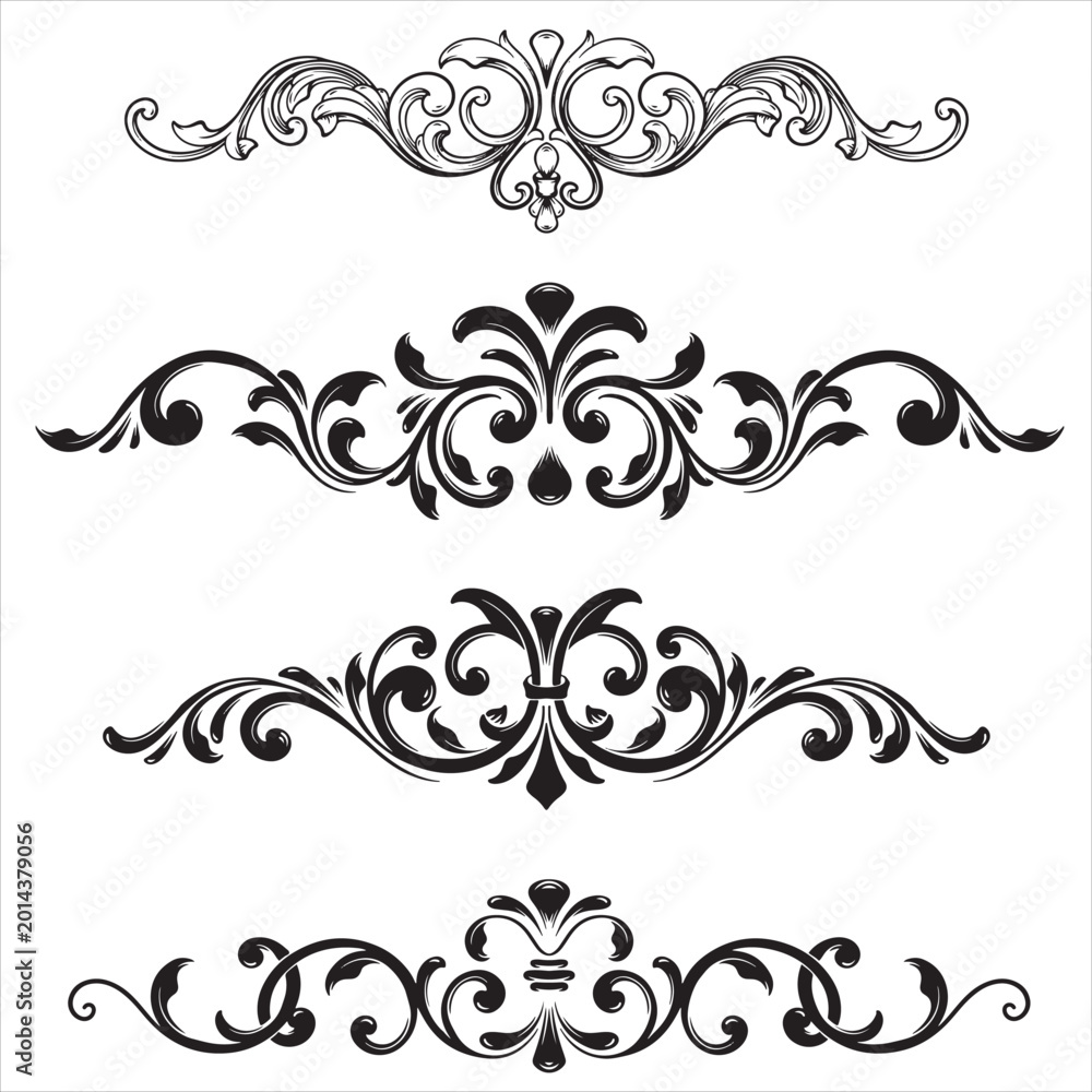 Fototapeta premium Decorative Classic Curved Ornament Design Elements