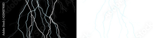 Cuadro en lienzo Bright white lightning strikes against dark background abstract storm energy bolt flash nature