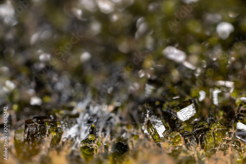 Macro detailed abstract image of a stone called Epidot Cristals rought 