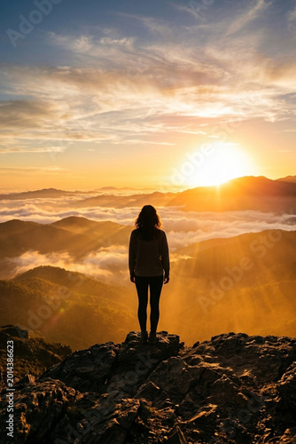 Hope and faith at sunrise silhouette