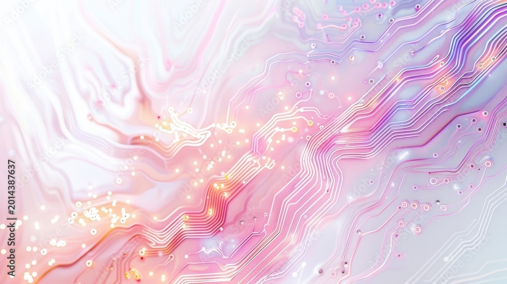 Obraz premium futuristic pastel circuit lines on white background