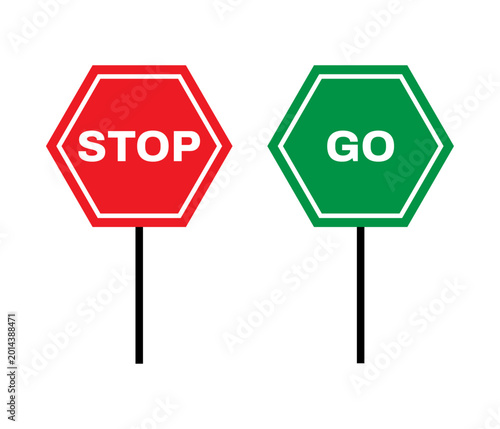 Stop and Go Road Sign Icon Set