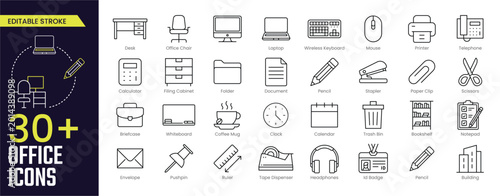 Quadro su tela Office Stroke icon collections