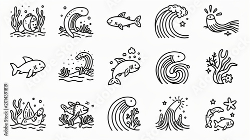 Photos Fish and sea creatures illustrations.