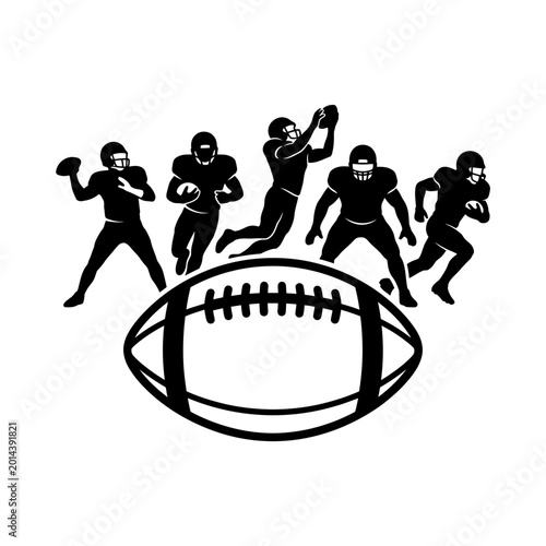 Фотография American football players with large ball silhouette
