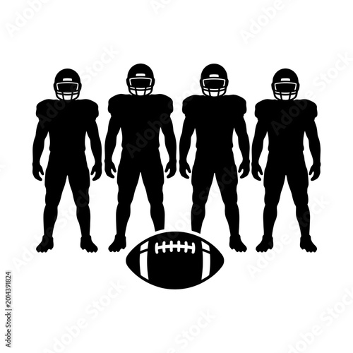 Fényképezés American football lineup with ball silhouette