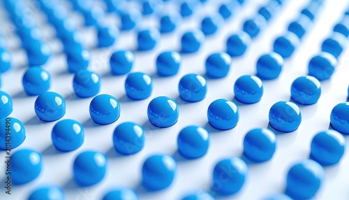 A sea of azure spheres reflecting light