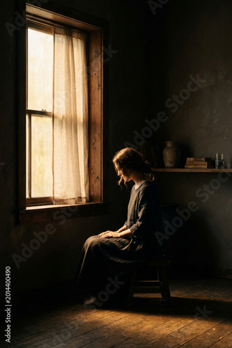 Golden light filling darkness peaceful concept