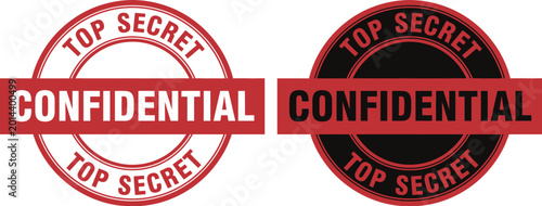 Top secret confidential stamp set red and black versions
