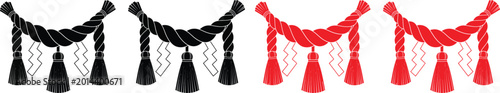 Four southwestern style rope and tassel decorative elements