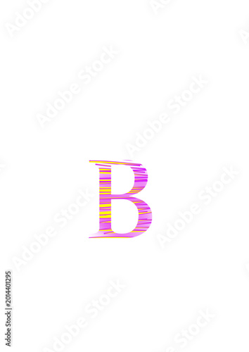 Free Download Letter B with yellow and pink stripes. - GFXLoad
