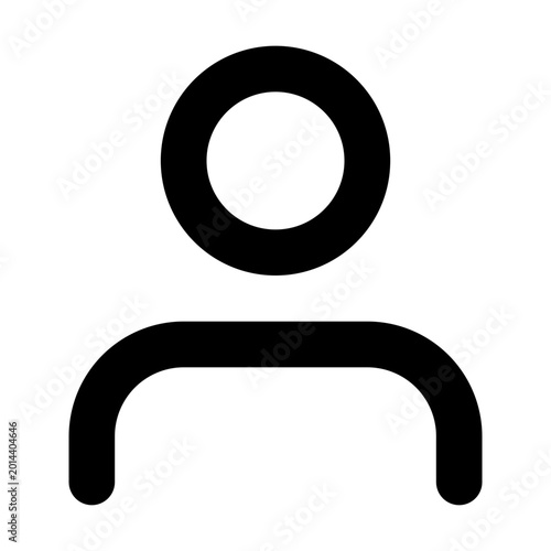 Minimalist black user profile icon representing a human person or individual account symbol displayed as a clean shape on white background