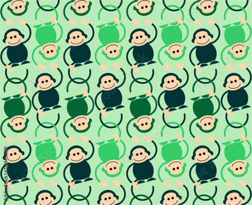 Pattern with hanging monkeys