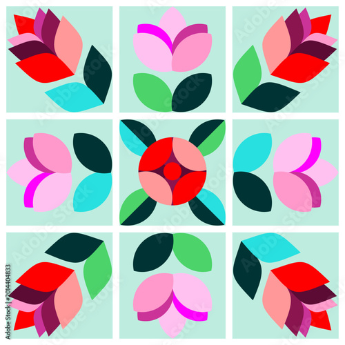 Roses in squares pattern 