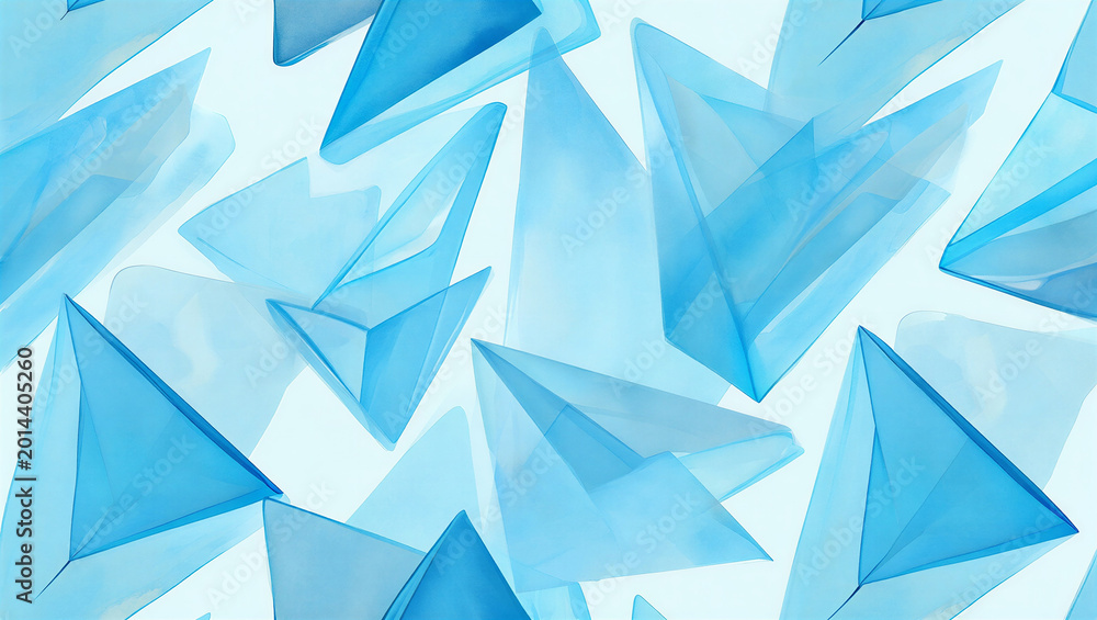 Fototapeta premium Abstract seamless pattern with blue geometric origami paper shapes