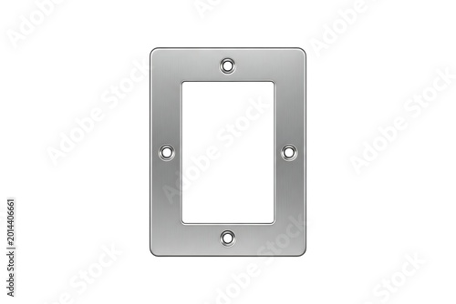 Sleek Brushed Metal Decorator Wall Plate for Modern Electrical Switch Installation White Background