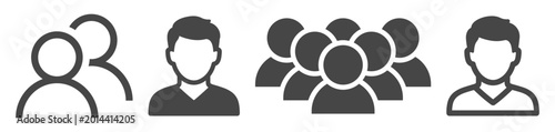 Foto Group silhouette and individual male avatar icons with outline and filled styles