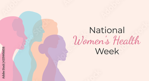 National Women’s Health Week Illustration with Diverse Female Profiles for Wellness Awareness and Healthcare Campaign Graphic Design Projects