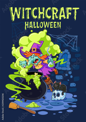 witch cooking halloween slime illustration witchcraft