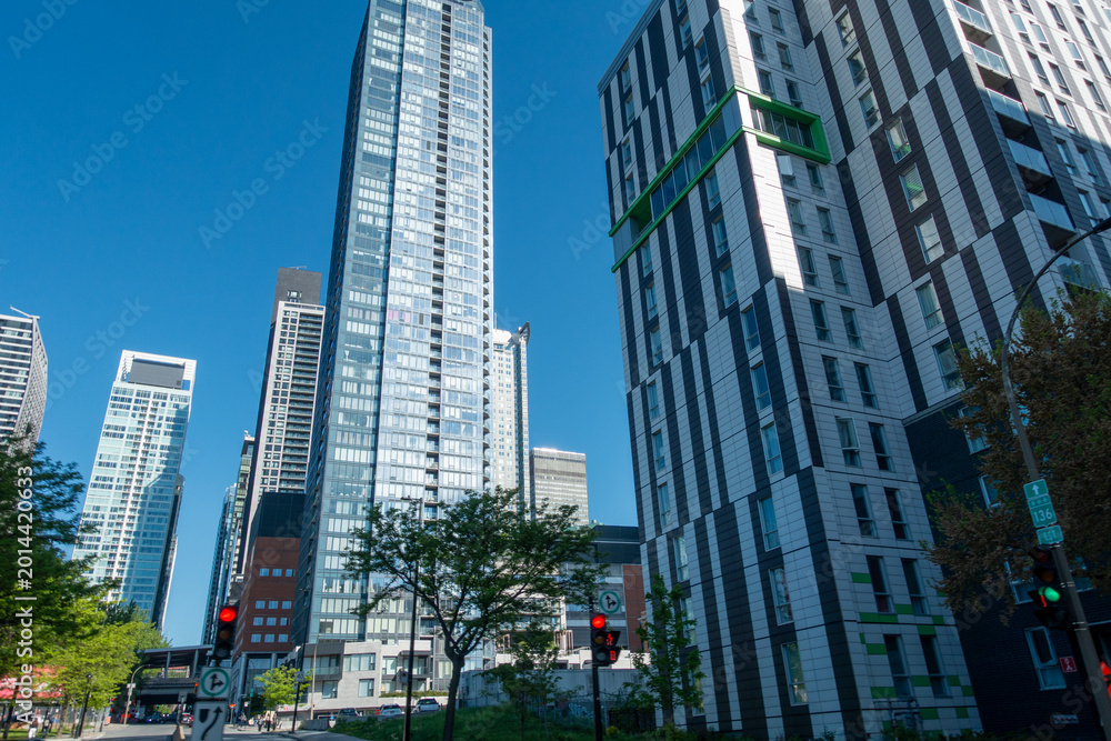 Fototapeta premium One Bloor East Toronto Skyscraper with Modern High Rise Buildings and Blue Sky