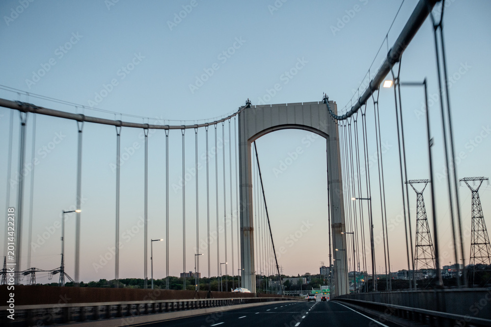 Fototapeta premium Pierre Laporte Bridge and Quebec Bridge Over Saint Lawrence River Near Quebec City Canada