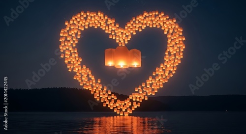 Heart shaped candles, romantic ambiance, love symbol, glowing lights