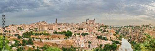 Panoramic view of Toledo city from the Mirador del Valle viewpoint, Toledo, Castilla-La Mancha, Spain.