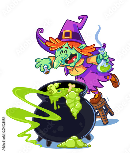 Halloween slime illustration witchcraft with pot