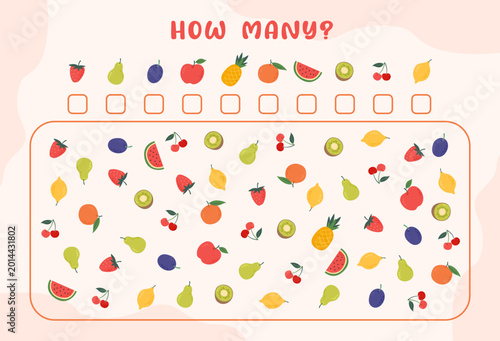Quadro su tela Math counting game how many fruits