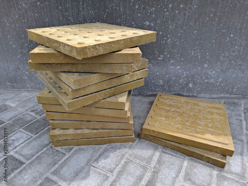 Quadro su tela Yellow tactile tiles for the visually impaired and blind