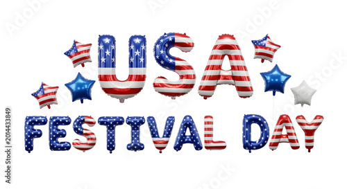 Usa independence day balloons graphic festive patriotic design isolated on transparent background