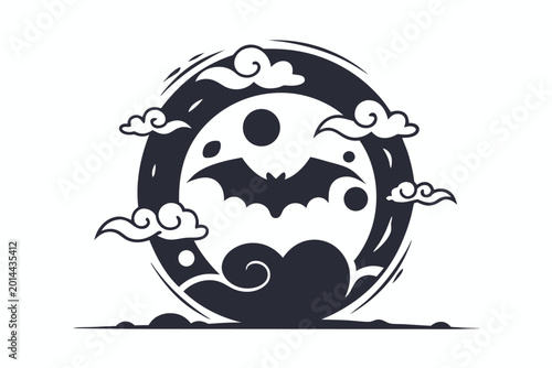 фотографія Atmospheric Pixel Art Black and White Haunted Moon Night Silhouette Vector